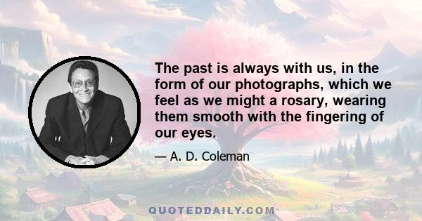 The past is always with us, in the form of our photographs, which we feel as we might a rosary, wearing them smooth with the fingering of our eyes.