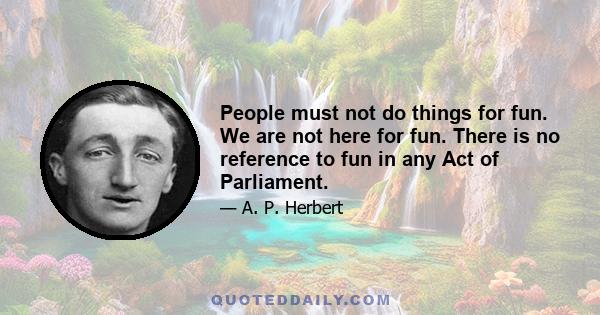 People must not do things for fun. We are not here for fun. There is no reference to fun in any Act of Parliament.