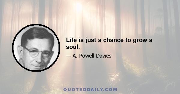 Life is just a chance to grow a soul.