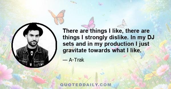 There are things I like, there are things I strongly dislike. In my DJ sets and in my production I just gravitate towards what I like.