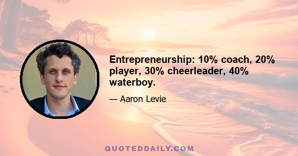 Entrepreneurship: 10% coach, 20% player, 30% cheerleader, 40% waterboy.