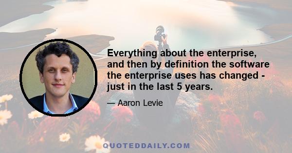 Everything about the enterprise, and then by definition the software the enterprise uses has changed - just in the last 5 years.