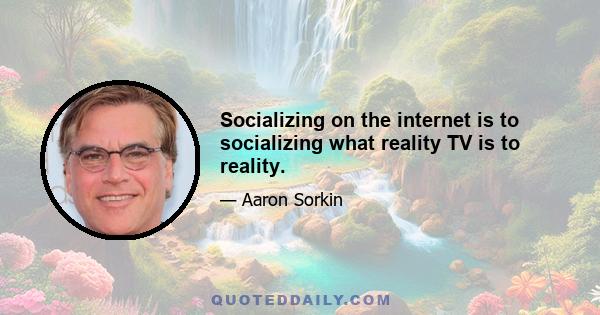 Socializing on the internet is to socializing what reality TV is to reality.