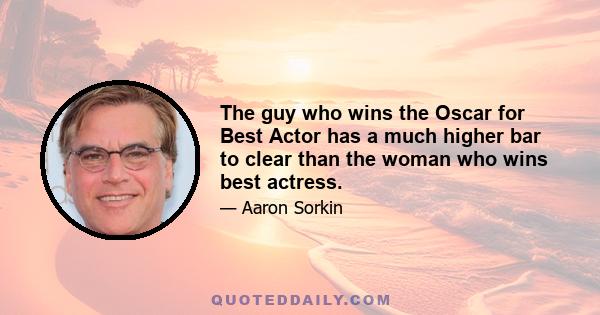 The guy who wins the Oscar for Best Actor has a much higher bar to clear than the woman who wins best actress.