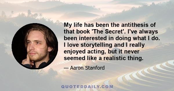 My life has been the antithesis of that book 'The Secret'. I've always been interested in doing what I do. I love storytelling and I really enjoyed acting, but it never seemed like a realistic thing.