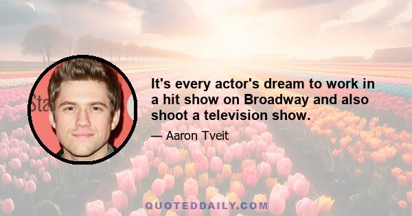 It's every actor's dream to work in a hit show on Broadway and also shoot a television show.