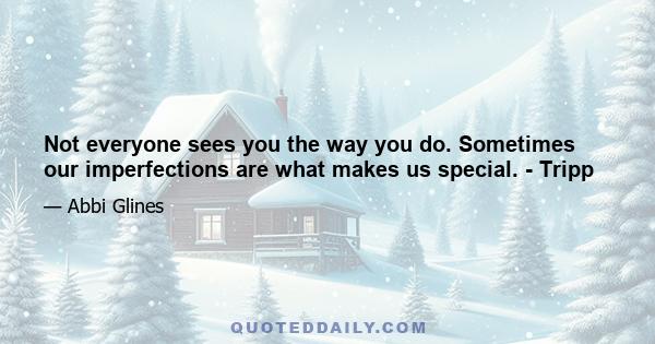 Not everyone sees you the way you do. Sometimes our imperfections are what makes us special. - Tripp