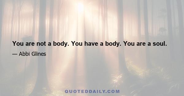 You are not a body. You have a body. You are a soul.