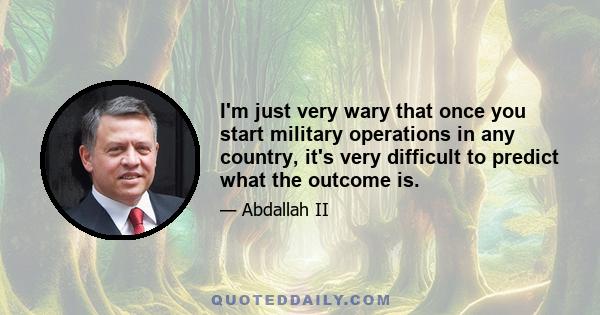 I'm just very wary that once you start military operations in any country, it's very difficult to predict what the outcome is.