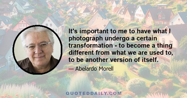 It's important to me to have what I photograph undergo a certain transformation - to become a thing different from what we are used to, to be another version of itself.