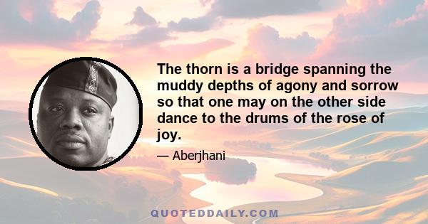 The thorn is a bridge spanning the muddy depths of agony and sorrow so that one may on the other side dance to the drums of the rose of joy.