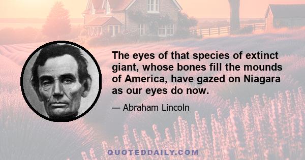 The eyes of that species of extinct giant, whose bones fill the mounds of America, have gazed on Niagara as our eyes do now.