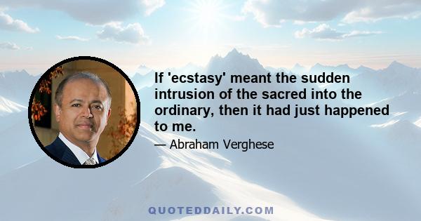 If 'ecstasy' meant the sudden intrusion of the sacred into the ordinary, then it had just happened to me.