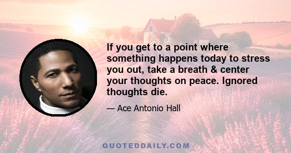 If you get to a point where something happens today to stress you out, take a breath & center your thoughts on peace. Ignored thoughts die.