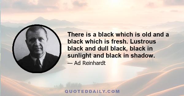 There is a black which is old and a black which is fresh. Lustrous black and dull black, black in sunlight and black in shadow.