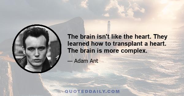 The brain isn't like the heart. They learned how to transplant a heart. The brain is more complex.