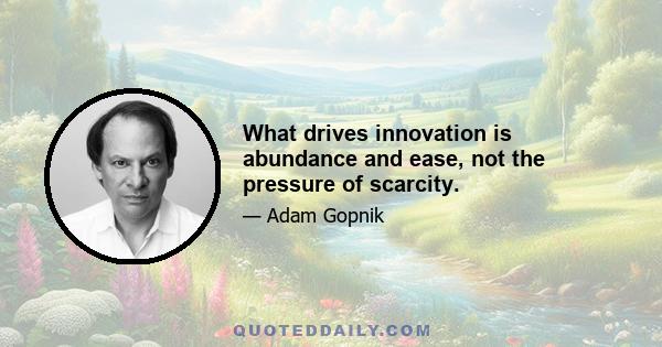 What drives innovation is abundance and ease, not the pressure of scarcity.