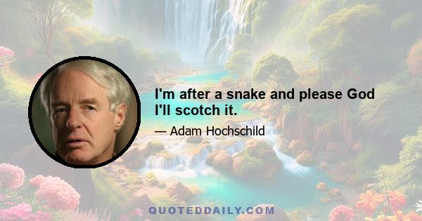 I'm after a snake and please God I'll scotch it.