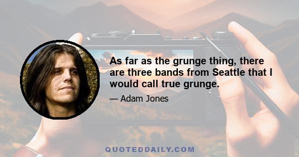 As far as the grunge thing, there are three bands from Seattle that I would call true grunge.