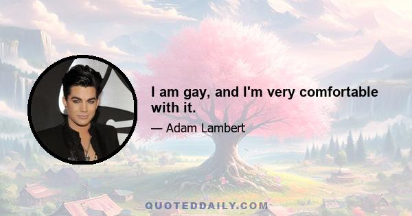 I am gay, and I'm very comfortable with it.