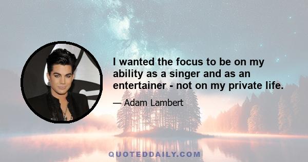 I wanted the focus to be on my ability as a singer and as an entertainer - not on my private life.