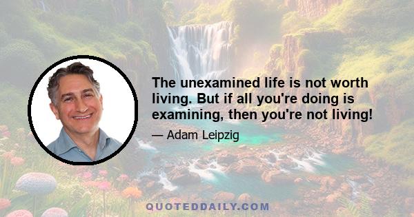 The unexamined life is not worth living. But if all you're doing is examining, then you're not living!