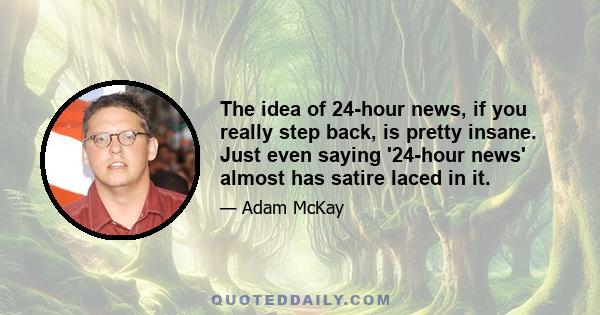 The idea of 24-hour news, if you really step back, is pretty insane. Just even saying '24-hour news' almost has satire laced in it.