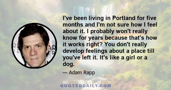 I've been living in Portland for five months and I'm not sure how I feel about it. I probably won't really know for years because that's how it works right? You don't really develop feelings about a place till you've