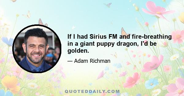 If I had Sirius FM and fire-breathing in a giant puppy dragon, I'd be golden.