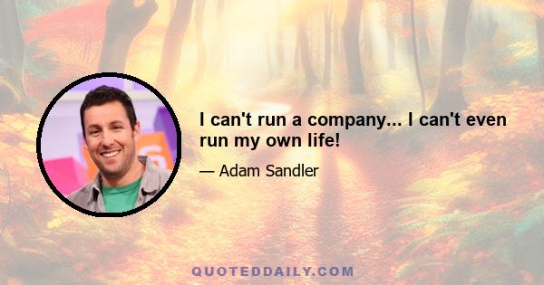 I can't run a company... I can't even run my own life!