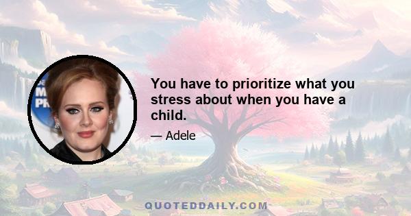 You have to prioritize what you stress about when you have a child.