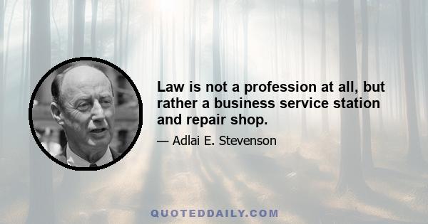 Law is not a profession at all, but rather a business service station and repair shop.