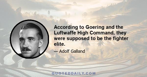 According to Goering and the Luftwaffe High Command, they were supposed to be the fighter elite.