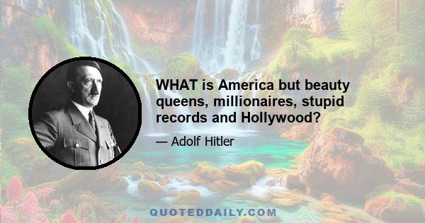 WHAT is America but beauty queens, millionaires, stupid records and Hollywood?