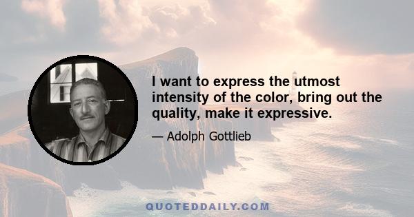 I want to express the utmost intensity of the color, bring out the quality, make it expressive.