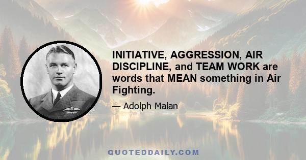 INITIATIVE, AGGRESSION, AIR DISCIPLINE, and TEAM WORK are words that MEAN something in Air Fighting.