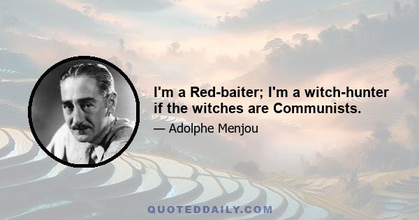 I'm a Red-baiter; I'm a witch-hunter if the witches are Communists.