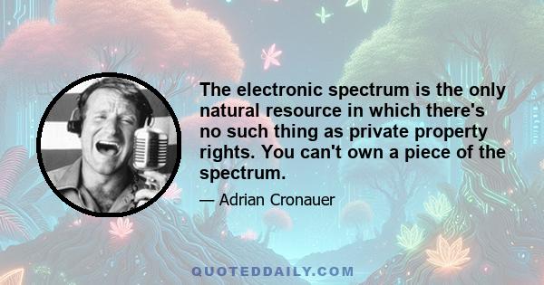 The electronic spectrum is the only natural resource in which there's no such thing as private property rights. You can't own a piece of the spectrum.