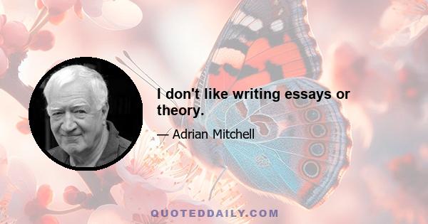 I don't like writing essays or theory.