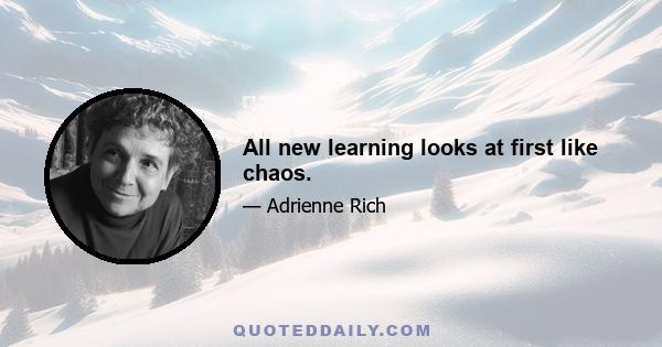 All new learning looks at first like chaos.