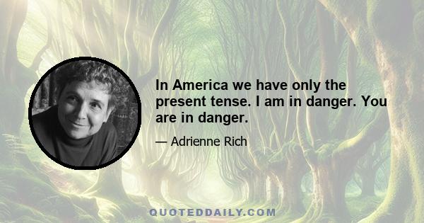 In America we have only the present tense. I am in danger. You are in danger.