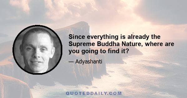 Since everything is already the Supreme Buddha Nature, where are you going to find it?