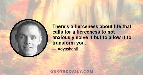 There's a fierceness about life that calls for a fierceness to not anxiously solve it but to allow it to transform you.