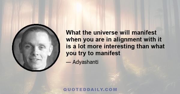 What the universe will manifest when you are in alignment with it is a lot more interesting than what you try to manifest