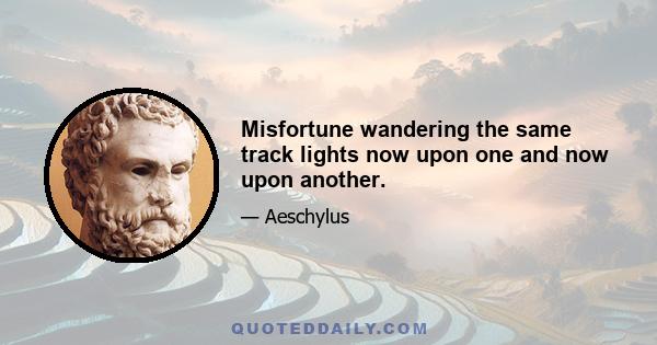 Misfortune wandering the same track lights now upon one and now upon another.