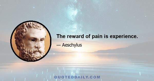 The reward of pain is experience.