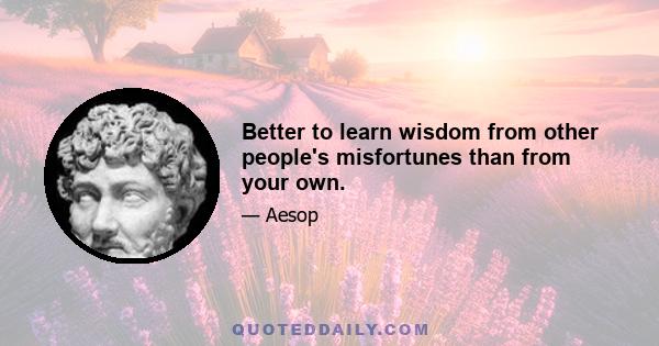 Better to learn wisdom from other people's misfortunes than from your own.