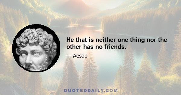 He that is neither one thing nor the other has no friends.