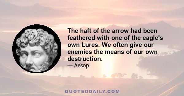 The haft of the arrow had been feathered with one of the eagle's own Lures. We often give our enemies the means of our own destruction.