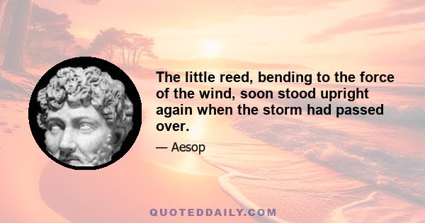 The little reed, bending to the force of the wind, soon stood upright again when the storm had passed over.